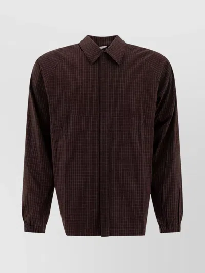 Gr10k Collared Long Sleeves Elastic Cuffs Shirt In Brown