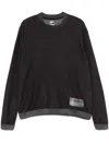 Gr10k Textured Dark Grey Crewneck Sweatshirt With Ribbed Details