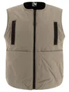 Gr10k High Collar Quilted Side Pockets Sleeveless Vest In Gray