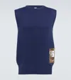 Gr10k Embroidered Cotton Sweater Vest In Navy