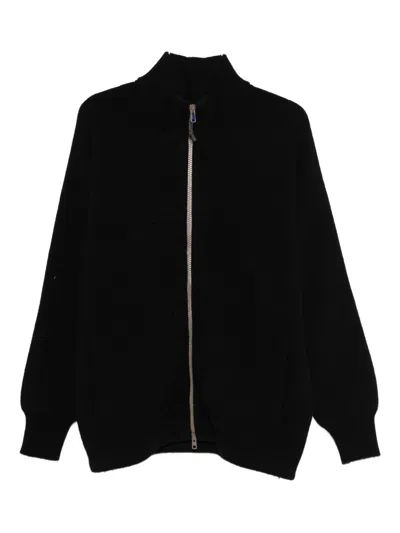 Gr10k Front Zip Fastening Coat With Welt Pockets And Drawstring Hem In Black
