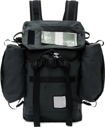 Gr10k Gray & Black Waxed Cotton Backpack In Charcoal