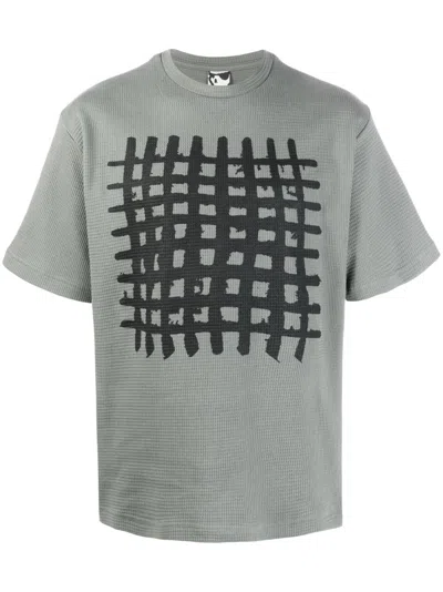 Gr10k Grid-print Cotton T-shirt In Green