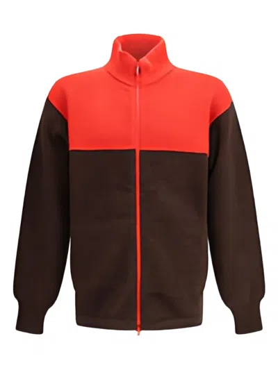 Gr10k High Neck Zip Fastening Long Sleeve Colorblock Design Coat For Men In Multi