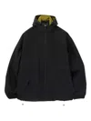 Gr10k Hooded Black Logo Jacket With Contrasting Lining And Adjustable Features In Black