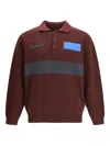 Gr10k Color Block Long Sleeve Knit Jacket In Burgundy