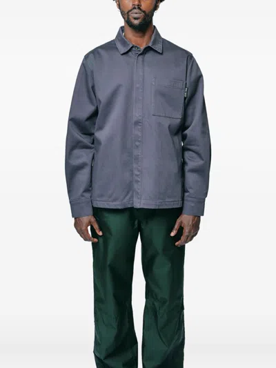 Gr10k Long Sleeve Button-up Shirt With Chest Pocket For Men In Gray