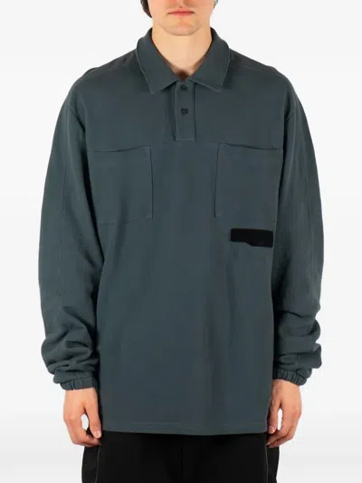 Gr10k Long-sleeve Piqué Polo Shirt In Blue