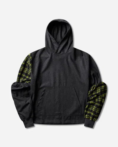 Gr10k Men S Somma Wool Plaid Hoodie Anthracite In Black
