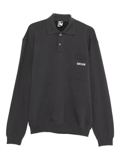 Gr10k Mini Short Button-up With Ribbed Trim And Chest Pocket In Gray