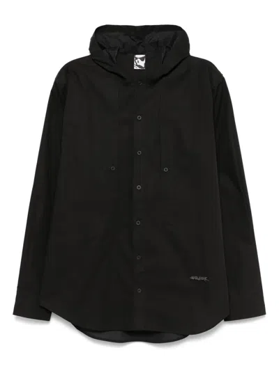 Gr10k Poplin Hooded Shirt In Black