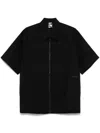 Gr10k Black Poplin Zipped Short Sleeve Shirt In Black