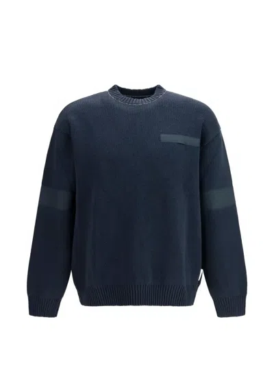 Gr10k Replica 30000 Crew-neck Panelled Sweater In Blue