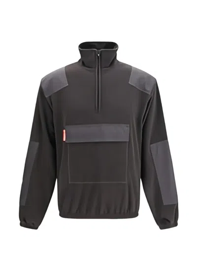 Gr10k Replicated 55000 Half-zip Panelled Sweater In Black