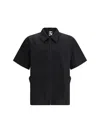 Gr10k Black Poplin Zipped Short Sleeve Shirt In Black