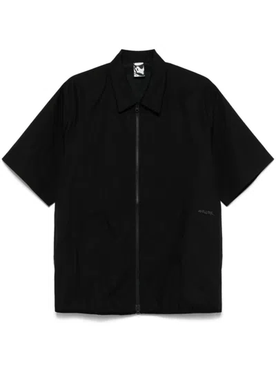 Gr10k Short-sleeved Full-zip Shirt In Technical Popelin, Regular Fit