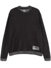 Gr10k Textured Dark Grey Crewneck Sweatshirt With Ribbed Details In Purple