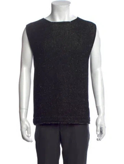 Pre-owned Gr10k Virgin Wool Patterned Sweater Vest W/ Tags In Black
