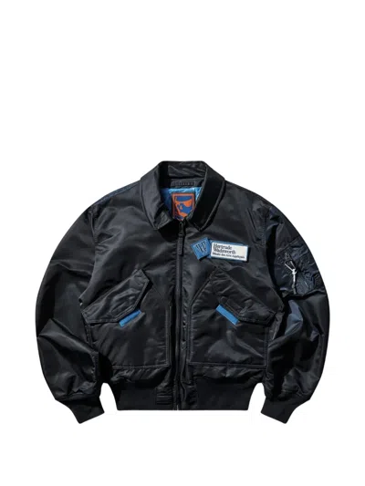 Gr10k X Alpha Industries Cwu-45 Logo-patch Bomber Jacket In Black