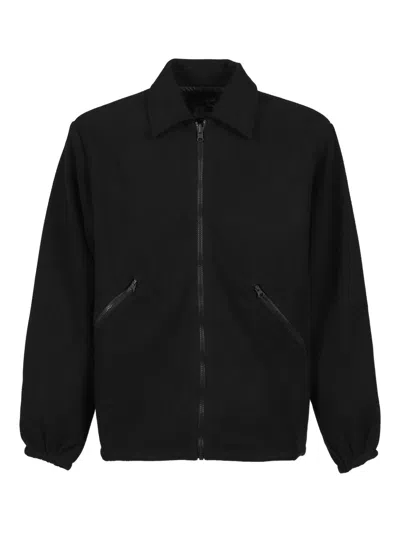 Gr10k Zip Fastening Front Coat With Turn-down Collar And Long Sleeves In Black