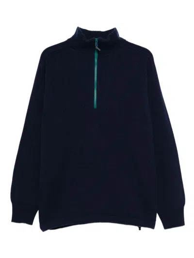 Gr10k Zip-neck Sweater In Blue
