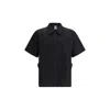 Gr10k Black Poplin Zipped Short Sleeve Shirt In Black