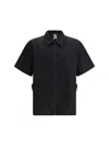 Gr10k Black Poplin Zipped Short Sleeve Shirt