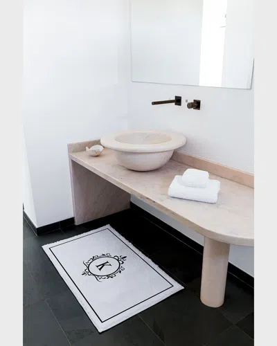 Graccioza Egoist "k" Monogrammed Bath Rug, 2' X 3' In White/black