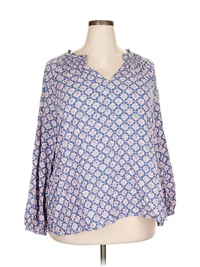 Pre-owned Grace 3/4 Sleeve Blouse In Blue