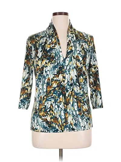 Pre-owned Grace 3/4 Sleeve Blouse In Blue