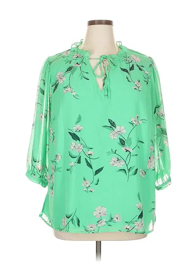 Pre-owned Grace 3/4 Sleeve Blouse In Green