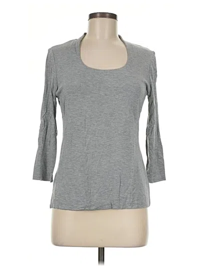 Pre-owned Grace 3/4 Sleeve Top Gray Scoop Neck Tops