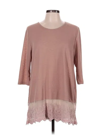 Pre-owned Grace & Emma 3/4 Sleeve Top Brown Crew Neck Tops