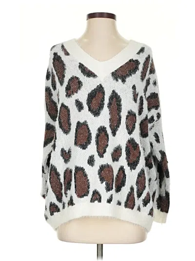 Pre-owned Grace & Emma Pullover Sweater In White
