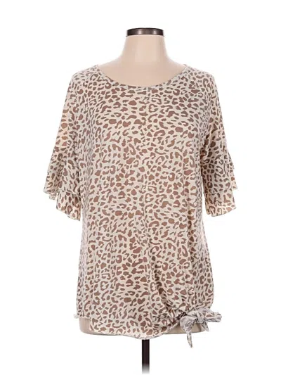 Pre-owned Grace & Emma Short Sleeve Blouse In Brown