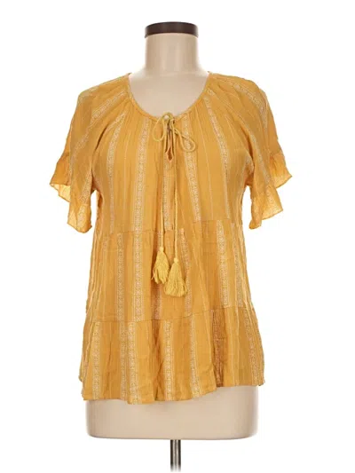 Pre-owned Grace & Emma Short Sleeve Blouse In Yellow