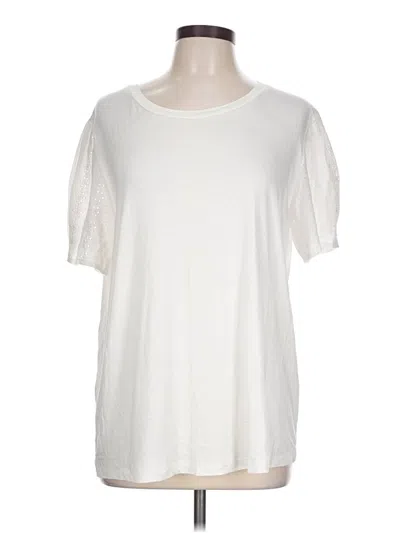 Pre-owned Grace & Emma Short Sleeve Top Ivory Crew Neck Tops