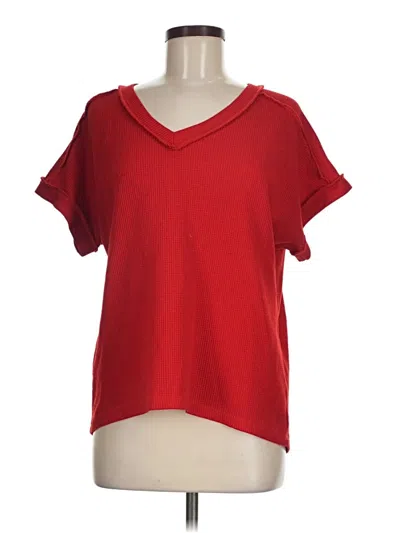 Pre-owned Grace & Emma Short Sleeve Top Red V-neck Tops