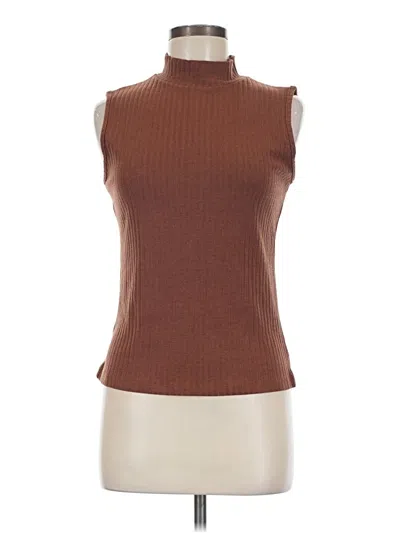 Pre-owned Grace & Emma Sleeveless Top Brown Turtleneck Tops