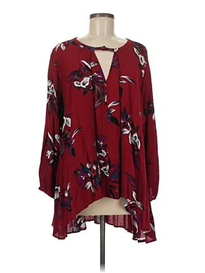 Pre-owned Grace & Lace 3/4 Sleeve Blouse In Burgundy