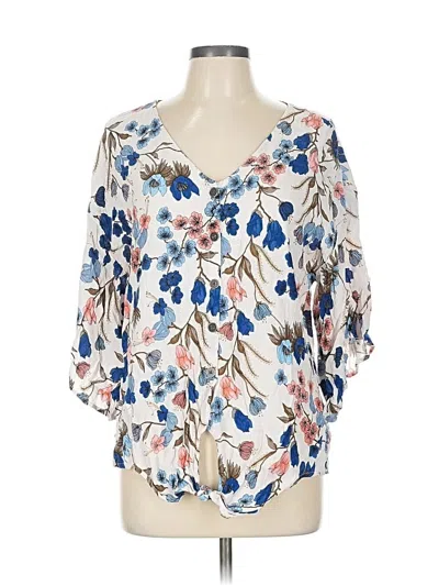 Pre-owned Grace & Lace 3/4 Sleeve Blouse In White