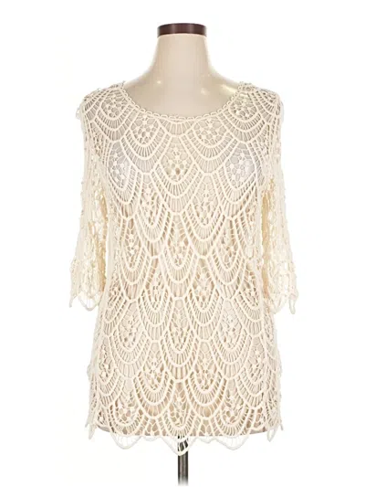Pre-owned Grace & Lace 3/4 Sleeve Top Ivory Tops