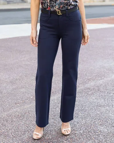 Grace & Lace 9 To 5 Straight Leg Pants In Blue