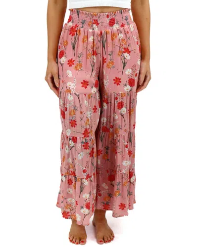 Grace & Lace Ankle Length Maxi Skirt Pant In Pink Floral