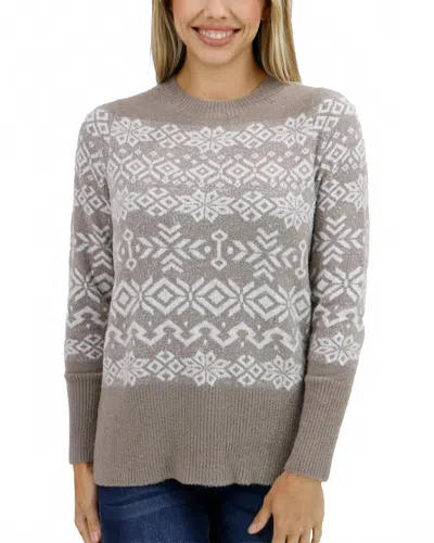 Grace & Lace Bambu Snowflake Sweater In Caribou/ivory In Gray