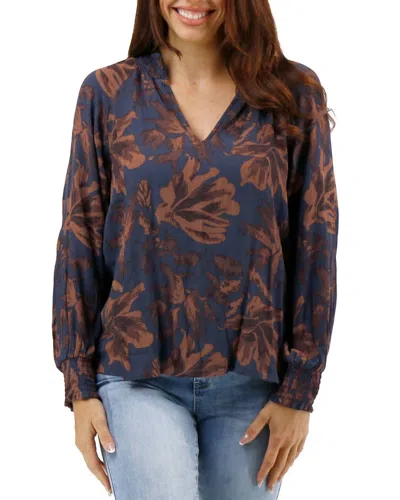 Grace & Lace Boho Smocked Top In Espresso Floral In Multi