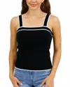 Grace & Lace Border Stripe Knit Tank In Black In Black