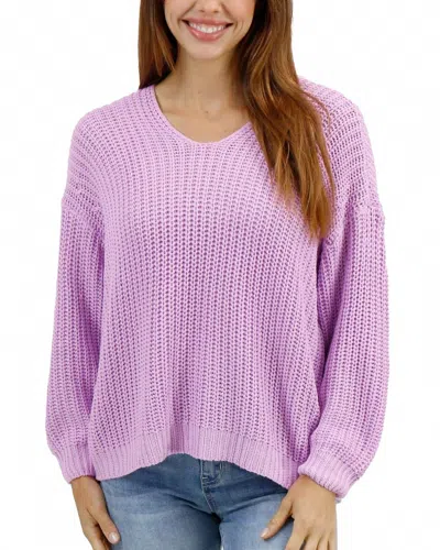 Grace & Lace Boyfriend Slouchy Knit Sweater In Orchid In Pink