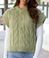 Grace & Lace Cabled Knit Sweater Vest In Ivy Green In Green