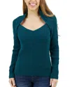 Grace & Lace Cabled Sleeve Shrug Sweater In Deep Teal In Blue